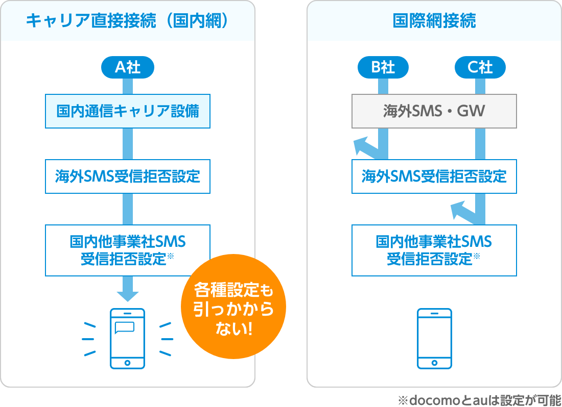 SMS送信におけるキャリア直接接続と国際網接続の違い